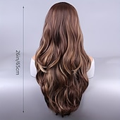 abordables Perruques Synthétiques Sans Bonnet-perruque synthétique longue et bouclée - brun riche avec des accents blonds, longueur luxueuse, texture rebondissante et style d&#039;apparence naturelle - parfaite pour les femmes au quotidien et les
