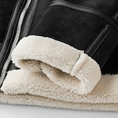 halpa Nahkatakit-Miesten Nahkatakit Fleecetakki Sherpa takki Biker takki Loma Päivittäin Tuulenkestävä Pidä lämpimänä Tasku Fleece Syystalvi Tavallinen Muoti Klassinen Kauluskäänne Normaali Tekonahka Musta Valkoinen