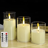 お買い得  キャンドルライト-キャンドル リモートコントロール ON / OFF クリスマス ハロウィーン AAAバッテリ駆動 3本