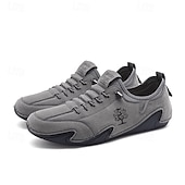 baratos Ténis para Homem-Homens Tênis sapatos feitos à mão Microfibra Confortável Antiderrapante Com Cadarço Preto Bege Cinzento