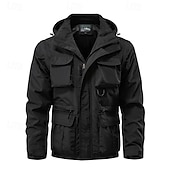 economico giacca sportiva-Per uomo Giubbino da escursione Giacca tattica Giacca a vento Sportivo Campeggio e hiking Impermeabile Antivento Design staccabile Primavera &amp; Autunno Tinta unica Attivo Con cappuccio Standard Nero
