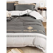 economico Collezione d&#039;elite-Set copripiumino da 4 pezzi, 100% cotone biologico, tessuto morbido e traspirante, include copripiumino e federe per un sonno confortevole.