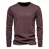 cheap Basic T shirts-100% Cotton Long Sleeve Men&#039;s T-shirt Solid Color Letter Print Casual T shirts for Men New Spring Tops Tee Men Clothing