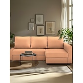 baratos Cobertura de Sofa-Capa de Sofá 100% Algodão com Armazenamento Capas de Sofá-Cama Acolchoadas Cor Sólida
