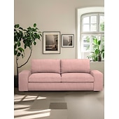baratos Cobertura de Sofa-Capa de Sofá em Linho Sólido 2 Lugares 3 Lugares Com Estofamento de Algodão e Linho