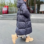 baratos Casaco de penas e parka para meninas-Infantil Para Meninas Plumagem Côr Sólida Moda Bolsos Escola Casaco agasalhos 4-12 anos Outono Preto