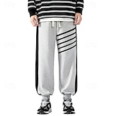 baratos Calças Desportivas-Homens Calças Esportivas Corredor Calças Calça casual Patchwork Com Cordão Cintura elástica Tecido Conforto Quente Comprimento total Ao ar livre Casual Diário Esportes Moda Preto Cinzento
