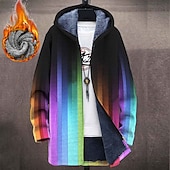 billiga fleecejacka för män-Herr Rand Geometri Gradvis Vinterkappa Fleece-jacka Kappa Håller värmen Andningsfunktion Bekväm Mode Streetwear Sport Sport &amp; Utomhus Dagliga kläder Utekväll Dragkedja Ficka Mönster Höst vinter