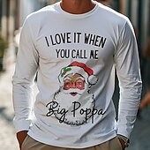 economico Magliette divertenti da uomo-Natale Per uomo Babbo Natale maglietta Manica lunga maglietta Stampa 3D Girocollo Camicia Informale Strada Informale Giornaliero Bianco Estate Primavera Autunno Abbigliamento S M L XL XXL XXXL