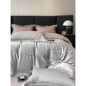 economico Collezione d&#039;elite-Set copripiumino da 4 pezzi, 100% cotone biologico, tessuto morbido e traspirante, include copripiumino e federe per un sonno confortevole.