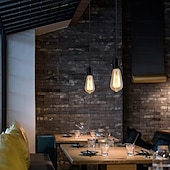 abordables Suspension-Kit de mini luminaires suspendus industriels 3 pièces E26 E27 base Edison style rétro luminaire suspendu à corde noire adapté 110v/220v