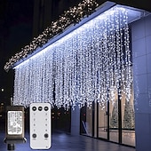 billige Elektrisk støpsel-utendørs juleistapper vindu gardinlys 6x1m-300led plugg i 9 farger fjernkontroll vindusvegglampe varm hvit rgb til soveromsfest hage julepynt 31v eu/us/au/uk plugg