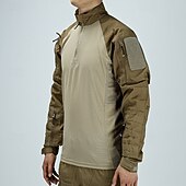 tanie Najfatalniejszy-Męskie Koszula bojowa Koszula turystyczna Taktyczna koszula wojskowa Długi rękaw Quarter Zip Top Na wolnym powietrzu Oddychający Miękka Poliester Niejednolita całość Czarny Zieleń wojskowa Chropowata