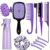 cheap Hair Styling Accessories-12pcs Complete Hair Styling Comb Set - Versatile Detangling &amp; Teasing Combs, Edge &amp; Rat Tail Brushes, Scalp Massager, Spray Bottle - Ideal for All Hair Types &amp; Daily Use