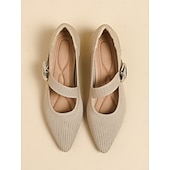 ieftine Block Heels-pantofi de damă din tricot Mary Jane cu curea cu cataramă – pantofi confortabili și eleganti cu toc joasă pentru ținute casual sau de birou
