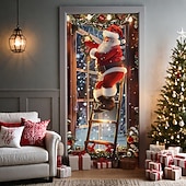 abordables Couvre-portes de Noël-bannière de noël décorations de porte de Noël, couvertures de porte, échelle de Père Noël, tapisserie de porte, , décoration, toile de fond, bannière de porte pour porte d&#039;entrée