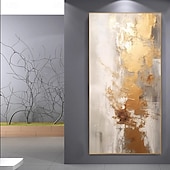 preiswerte Abstrakte Gemälde-handgemachtes Ölgemälde auf Leinwand, Wandkunst, Dekoration, moderne abstrakte goldene Textur für die Inneneinrichtung, gerolltes, rahmenloses, ungedehntes Gemälde