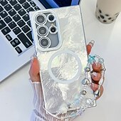 halpa Samsung-kotelot-puhelin Etui Käyttötarkoitus S24 Ultra S24 Plus S24 S24 FE S23 Ultra A55 A35 A25 A15 5G A54 S25 Ultra Takakuori Magneetti Tukee langatonta latausta rannehihnalla Retro Pinnoitus