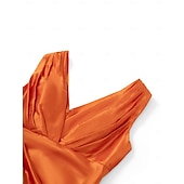 billige Brudepikekjoler-Linjeform Brudepikekjole V-hals / Enskuldret Langermet Elegant Sweep / Børste train Spandex med Plissert / Ensfarget 2022