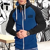 abordables Survêtements-Homme Sweat à capuche Veste Capuche Patchwork Full Zip manche longue Sweat à capuche Casual Athleisure Automne Respirable Séchage rapide Doux Exercice Physique Fonctionnement Marche Tenue de sport