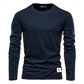 preiswerte Basic-T-Shirts-Männlich Langarm Runden Frühling &amp; Herbst Einfarbig Lässig Alltagstauglich Dunkelgrau Weiß Schwarz Top T-Shirt für Herren