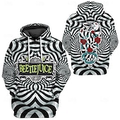 cheap Cartoon &amp; Movie Character Graphic-Beetlejuice 2 Hoodie Cartoon Manga Print 3D Character Front Pocket Graphic Street Style For Couple&#039;s Men&#039;s Women&#039;s Adults&#039; Back To School 3D Print Party Casual Daily