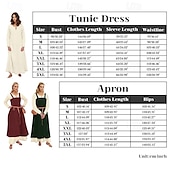 ieftine Rochie-Șorț viking medieval pentru femei, cu rochie tunică cu dantelă la spate, 2 buc ținute pentru larp ren faire târg renascentist, carnaval, rochie de halloween