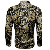 ieftine Cămașă din satin pentru bărbați-Bărbați Cămașă din satin Cămașă de Costum Camașă cu nasturi Imprimeu Paisley Vacanță Îmbrăcăminte de seară de petrecere Violet Galben Manșon Lung Cămăși cu guler Vară Primăvară Îmbrăcăminte Butonul
