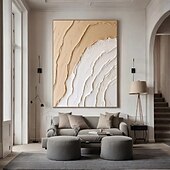 preiswerte Stillleben-Gemälde-handgemalte abstrakte braune Wellengemälde auf Leinwand, handgemachtes reich strukturiertes Acrylgemälde, moderne Wandkunst, handgemaltes Kunstwerk, Ölgemälde für Wohnzimmer-Wanddekoration