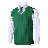 preiswerte Herrenpullover-Herren Pullunder Pullover Kleid Pullover Strickpullover Gerippt Gedrehtes Stricken Standard Strick Glatt V Ausschnitt warm halten Moderne zeitgenössische Freizeitskleidung Ausgehen Bekleidung Herbst