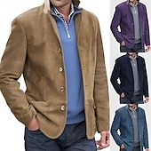 economico Giacche in Suede Sintetico-Per uomo Giacca invernale Giacca sportiva Giornaliero Da mare Tenere al caldo Tasche Autunno inverno Liscio Vintage Di tendenza Bavero Standard Blu Marrone Blu scuro Grigio scuro Giacca