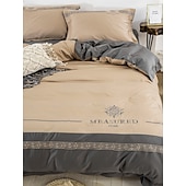 economico Collezione d&#039;elite-Set copripiumino da 4 pezzi, 100% cotone biologico, tessuto morbido e traspirante, include copripiumino e federe per un sonno confortevole.