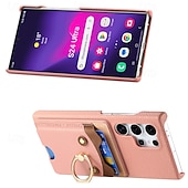 cheap Samsung Cases-Phone Case For Samsung Galaxy S24 S23 S22 S21 Ultra Plus A55 A35 A25 A15 5G A55 5G A14 A34 A54 S20 Plus S20 Ultra A53 A33 A23 A13 A33 Back Cover Ring Holder Card Slot Shockproof Retro PC PU Leather