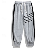 baratos Calças Desportivas-Homens Calças Esportivas Corredor Calças Calça casual Patchwork Com Cordão Cintura elástica Tecido Conforto Quente Comprimento total Ao ar livre Casual Diário Esportes Moda Preto Cinzento