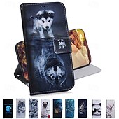 levne Pouzdra pro iPhone-telefon Carcasă Pro iPhone 16 Pro Max Plus iPhone 15 Pro Max Plus iPhone 14 13 12 11 Pro Max Plus Mini SE Zadní kryt se stojánkem Magnetické Slot pro kartu Tygr Retro TPU PU kůže