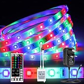 baratos Controlo Remoto-luzes de tira de led flexíveis rgb 5m luzes tiktok 300 leds 2835 8mm ir 44key controle remoto conectável autoadesivo mudança de cor