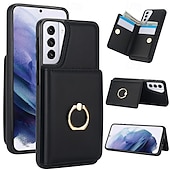 Недорогие Чехлы для Samsung-телефон Кейс для Назначение S24 Ultra Plus S23 S22 S21 S20 Ultra Plus FE A55 5G A14 A54 A72 А73 А53 A71 A12 Кейс на заднюю панель со стендом Кольца-держатели Разъем для карты Ретро ТПУ Кожа PU