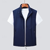 levne Gilety-Pánské Kamizelka Vesta Rybářská vesta Dağcı Yeleği Denní Rande Dovolená Módní Na běžné nošení Jaro léto Kapsy Polyester Pohodlné Bez vzoru Zip Stojáček Běžný Černá Khaki Armádní zelená Tmavomodrá