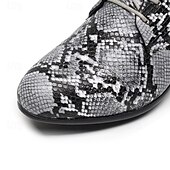 baratos Semi-formal-sapatos sociais masculinos com cadarço e estampa de cobra - sapatos oxford formais com padrão exótico para festas e eventos