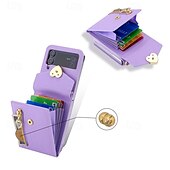 Недорогие Чехлы для Samsung-телефон Кейс для Назначение Z-флип 6 Z Flip 5 Z Flip 4 Z Flip 3 Кейс на заднюю панель со стендом Молния с ремешком Ретро ТПУ Кожа PU