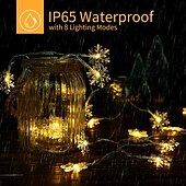 baratos Luzes solares de corda-Luzes de corda de fada à prova d&#039;água de floco de neve de natal com led solar 30/50/100 led 8 modos de iluminação para áreas externas quintal jardim feriado jardim casamento festa de ano novo