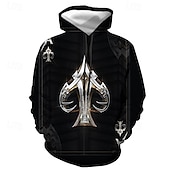 economico Felpe con cappuccio da uomo-Per uomo Pop art Carte francesi Felpa con cappuccio Felpe Felpa Felpa con cappuccio Manica lunga Felpa con cappuccio Con cappuccio Streetwear Stampa 3D Informale Giornaliero Argento Nero Stampa