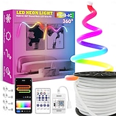 رخيصةأون إضاءات نيون LED-شريط إضاءة نيون RGB مقاوم للماء بطول 2-5 أمتار مع إضاءة بكسل قوس قزح قابلة للعنونة ومزود بشبكة واي فاي &amp;التحكم في التطبيق ومزامنة الموسيقى لعلامة LED DIY &amp;ديكورات حائط dc12v ws2811