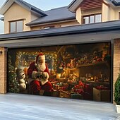 tanie Osłony drzwi garażowych na Boże Narodzenie-Boże Narodzenie na zewnątrz garaż drzwi pokrywa xmas baner święty mikołaj centrum handlowe duże tło świąteczne dekoracja na święta zewnętrzne garaż drzwi dekoracje ścienne domu