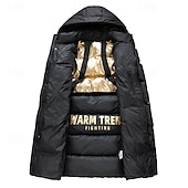 cheap Men's Downs &amp; Parkas-Men's Winter Coat Puffer Jacket Padded Zipper Pocket Polyster Pocket Outdoor Long Fashion Casual Thermal Warm Windproof Winter Plain Black Puffer Jacket