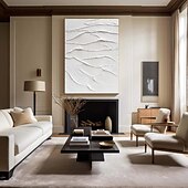 cheap Landscape Paintings-3D White oil painting Hand-Painted Thick Texture Oil Painting handpainted Beige White Painting On Canvas Abstract 3D white Textured oil painting Wall Art painting for Living Room bedroom decoration