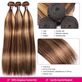 baratos 3 conjuntos de extensões de cabelo natural-3 mechas de cabelo humano liso com mechas p4/27, 45,7 x 50,8 cm (18 x 20 polegadas).