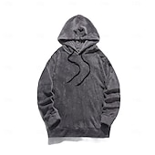 economico felpe con cappuccio da uomo di base-Per uomo Felpa con cappuccio Felpa con cappuccio in pile Nero Marrone Grigio Con cappuccio Liscio Tasche Sportivo Giornaliero Per eventi Streetwear Fantastico Informale Inverno Primavera &amp; Autunno