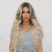 baratos Perucas Sintéticas sem Touca-peruca sintética ombre onda profunda elegante para mulheres toque natural durável confortável rosa rede cap transforme seu visual instantaneamente