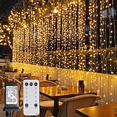 billige Elektrisk støpsel-utendørs juleistapper vindu gardinlys 6x1m-300led plugg i 9 farger fjernkontroll vindusvegglampe varm hvit rgb til soveromsfest hage julepynt 31v eu/us/au/uk plugg